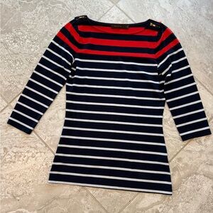 The Limited Nautical Striped Boatneck 3/4-Sleeve Top, Size XS